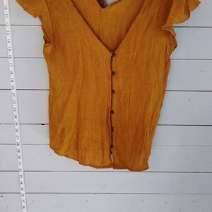 Lily White Mustard Button-Down Blouse